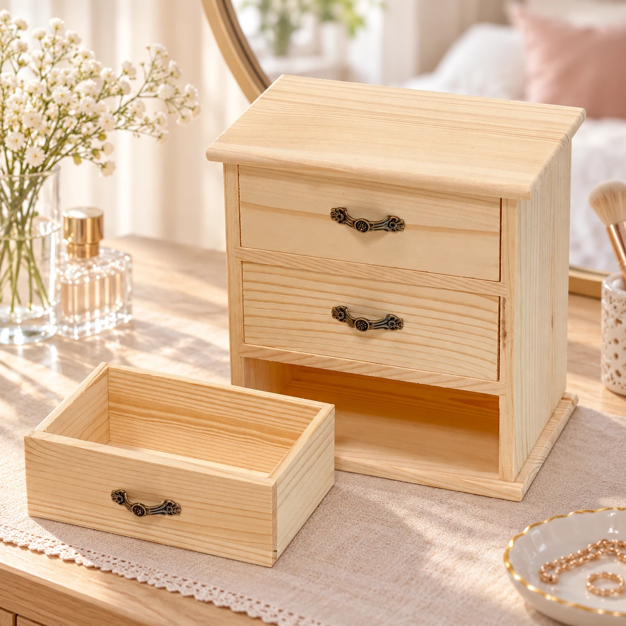 Schmuckkästchen Holz Mit Schubladen – Innenansicht 1