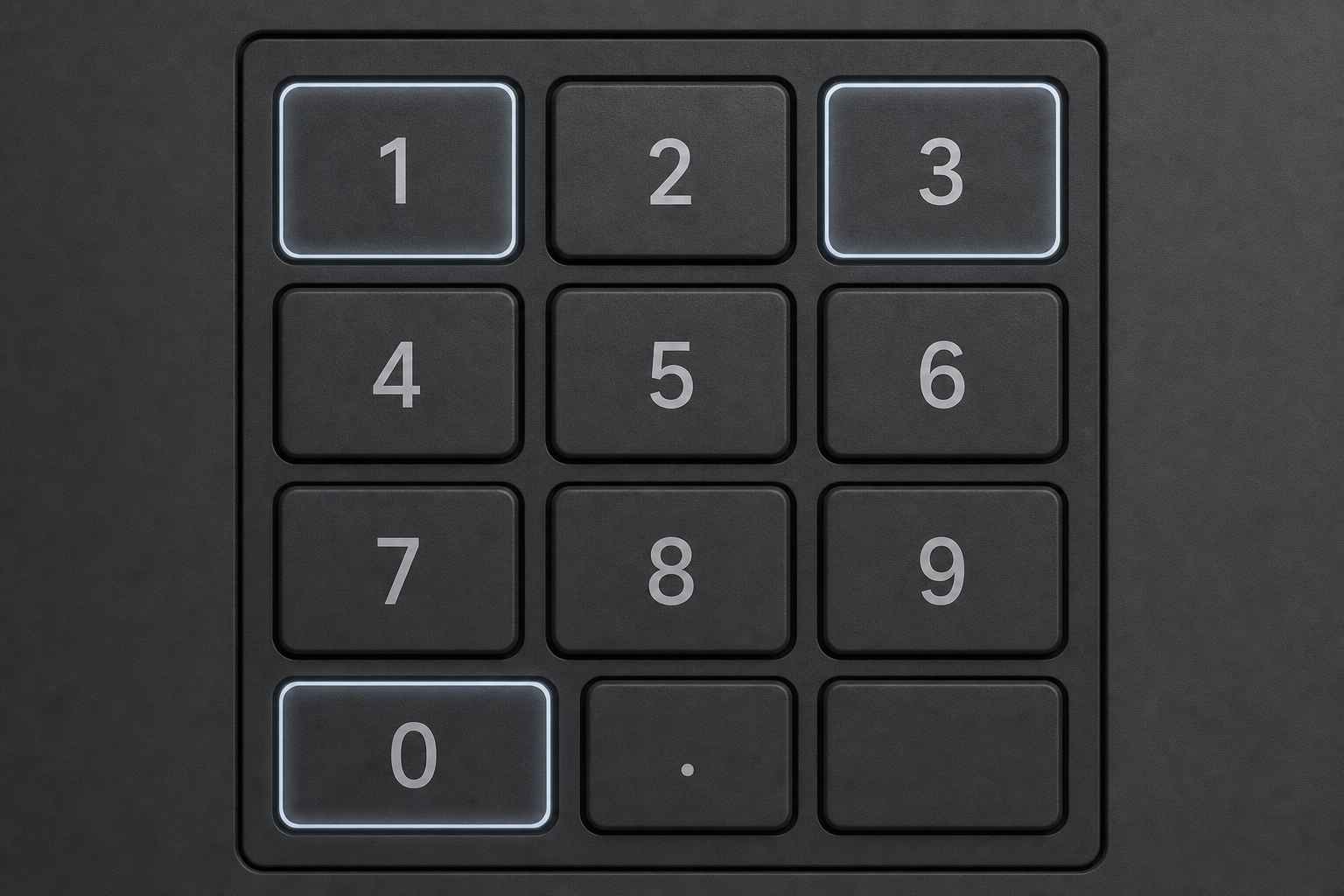 Elektronische Zahlentastatur mit markierten Tasten 1, 3 und 0